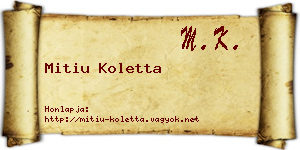 Mitiu Koletta névjegykártya